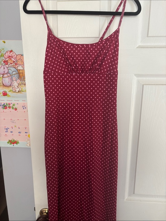 Dresses & Skirts - Sleeveless Burgundy Polka Dot Slip Summer Dress